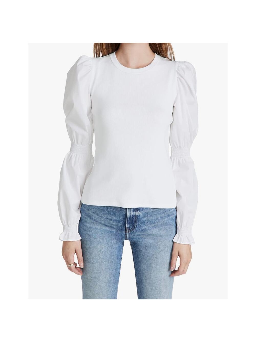 VICTORIA BEARD FAWN WHITE LONG SLEEVE TOP; SIZE XL